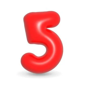 Lustrous red balloon number Five. 3d realistic illustration. For Sales. Stock Illustration