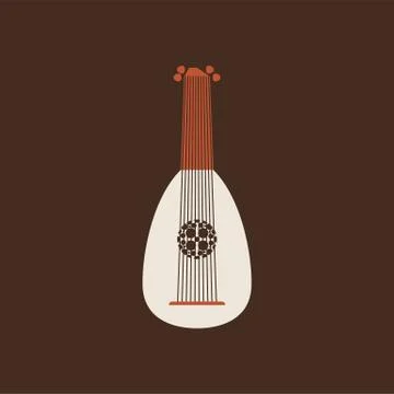 Lute flat vector icon. Folk music instrument Stock Illustration