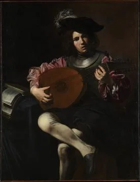 Lute Player ca. 162526 Valentin de Boulogne French The greatest French foll.. 스톡 일러스트
