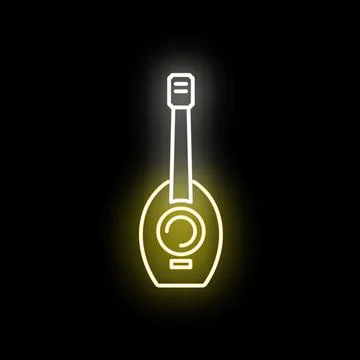 Lute string instrument glowing neon light icon Illustrazione stock