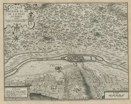 LUTECE ou PREMIER PLAN DE LA VILLE DE PARIS Author(s): Fer, Nicolas de Map... Foto stock