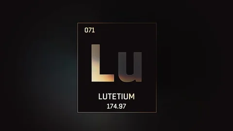 Lutetium as Element 71 of the Periodic Table 3D illustration on grey background Video stock 119666812