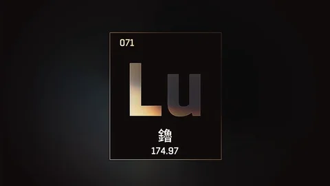 Lutetium as Element 71 of the Periodic Table 3D illustration on grey background 스톡 동영상 126454891