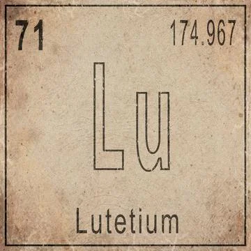 Lutetium Element Card from Periodic Table on Vintage Old Paper Stock Illustration