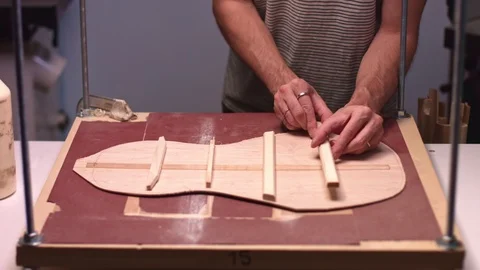 Luthier insert horizontal brace Stockbeeldmateriaal 117976024