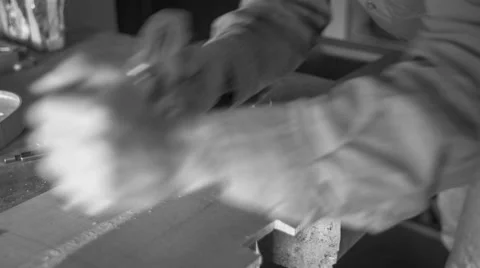 Luthier making a violin Stock Footage 56023966