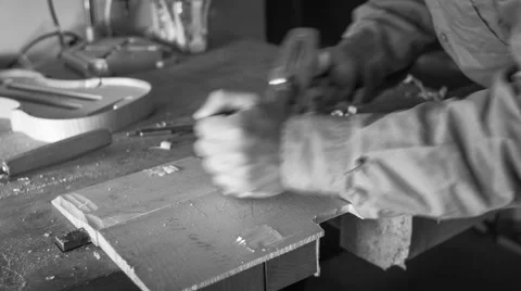 Luthier making a violin Stock Footage 56024314