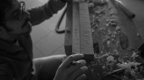 Luthier making a violin Stock Footage 56025148