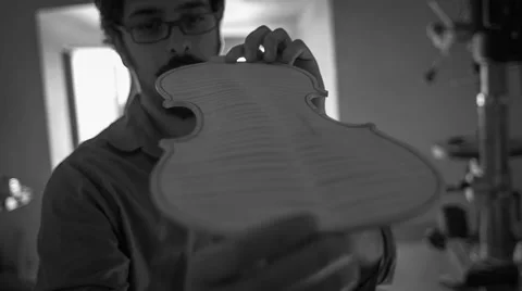 Luthier making a violin Stock Footage 56028728