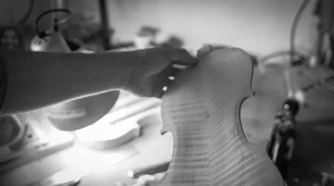 Luthier making a violin Stock Footage 56029291