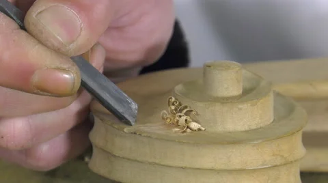 Luthier sculpt a cello head Stock Footage 61914755