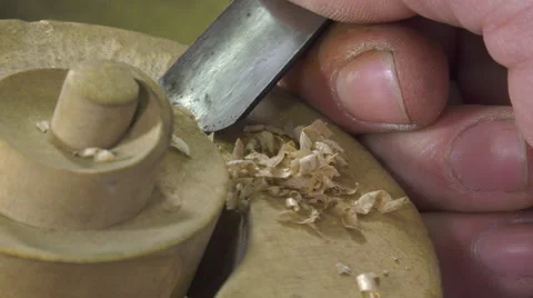 Luthier sculpt a cello head Stock Footage 61915410