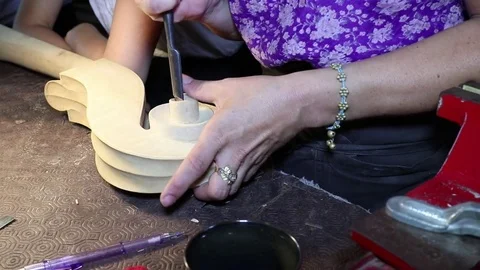 Luthier Sculpt A Cello Head Stock Footage 83446880