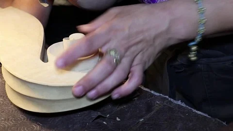 Luthier Sculpt A Cello Head Stock Footage 83447020