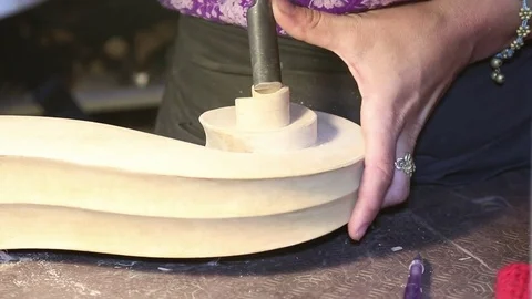 Luthier Sculpt A Cello Head Stock Footage 83447022