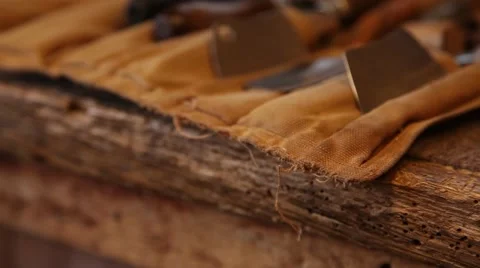 Luthier tools tilt shot Video stock 50905491