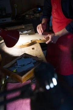 Luthier at work Stock Photos