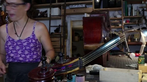 Luthier Working In Workplace Stock Footage 83434270