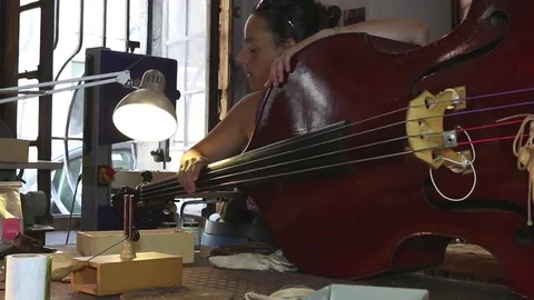 Luthier Working In Workplace Stock Footage 83434273