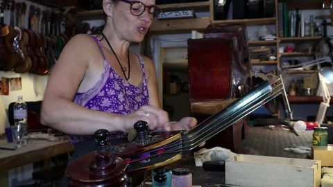 Luthier Working In Workplace Stock Footage 83434307