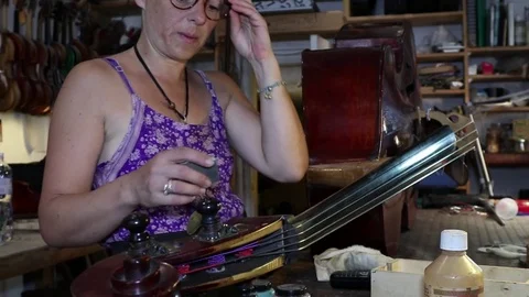 Luthier Working In Workplace Stock Footage 83434326