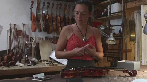 Luthier Working In Workplace Stock Footage 83445871