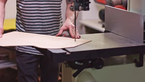 Luthiers building the guitar backboard Stock Footage 112007232