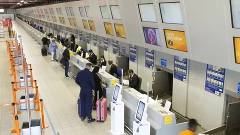 Luton Airport time lapse of checking in Stock Footage 85345701
