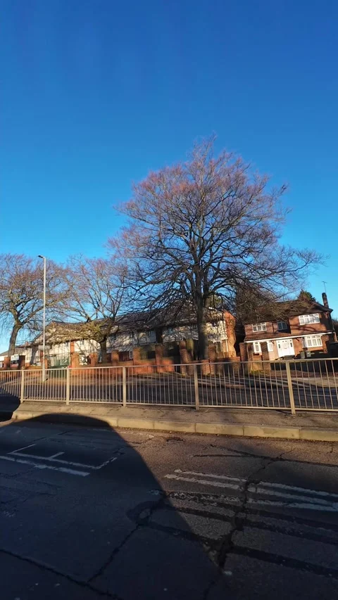 Luton City Street Vertical View During Ice Cold Sunny Day Stock Footage 326090146