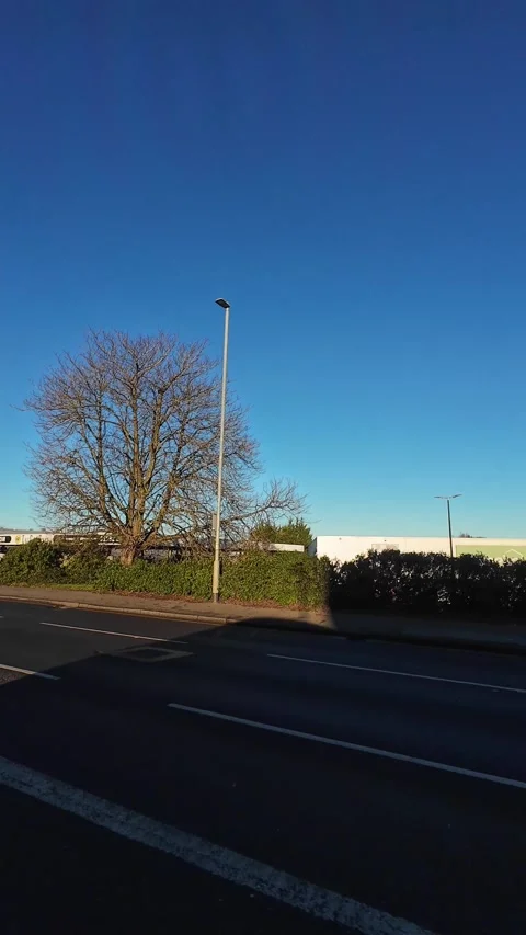 Luton City Street Vertical View During Ice Cold Sunny Day Stock Footage 326090160