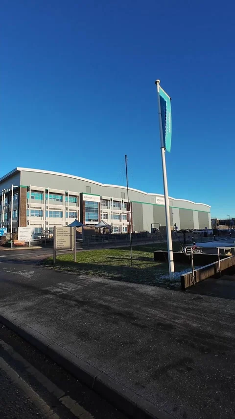Luton City Street Vertical View During Ice Cold Sunny Day Stock Footage 326090732