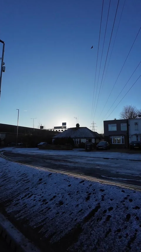 Luton City Street Vertical View During Ice Cold Sunny Day Stock Footage 326092525