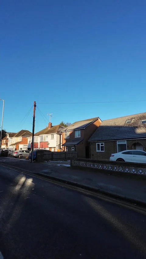 Luton City Street Vertical View During Ice Cold Sunny Day Stock Footage 326094565
