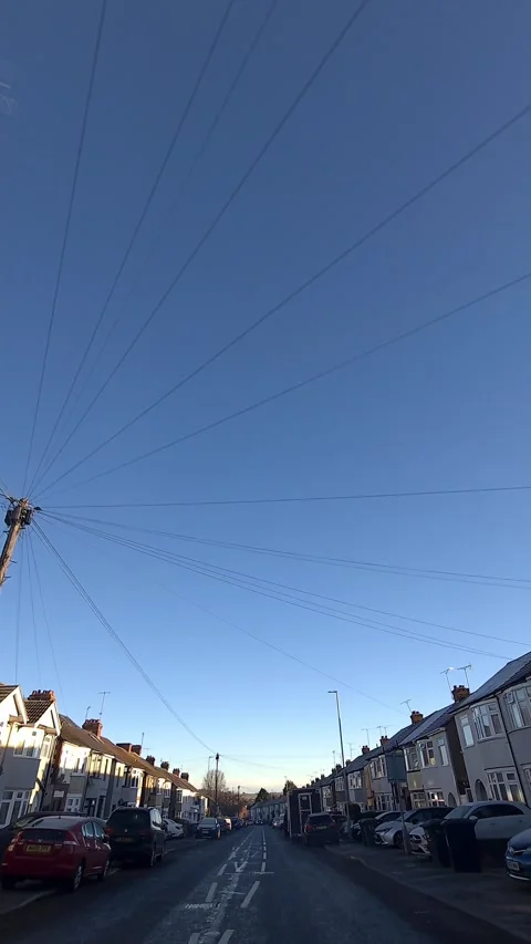 Luton City Street Vertical View During Ice Cold Sunny Day Stock Footage 326094577