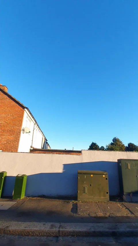 Luton City Street Vertical View During Ice Cold Sunny Day Stock Footage 326094871