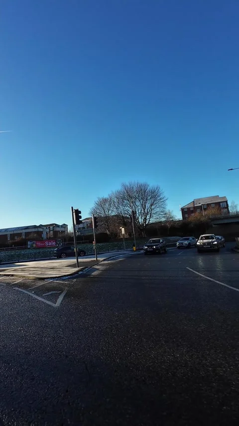Luton City Street Vertical View During Ice Cold Sunny Day Stock Footage 326095403