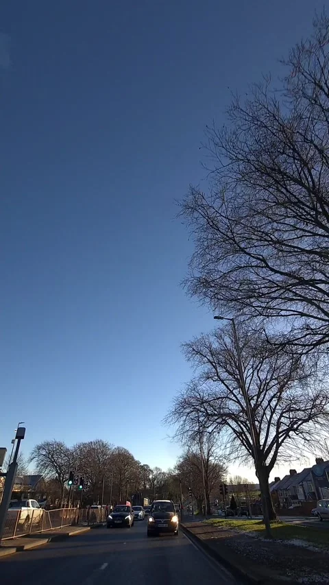 Luton City Street Vertical View During Ice Cold Sunny Day Stock Footage 326095589