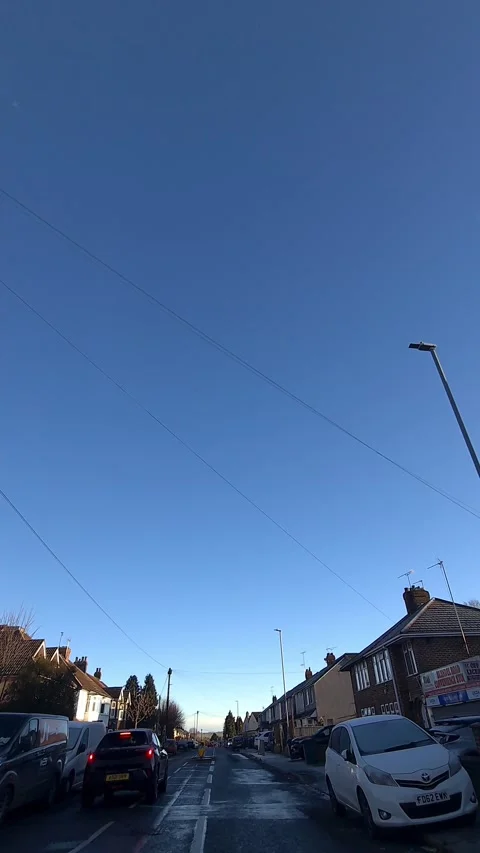 Luton City Street Vertical View During Ice Cold Sunny Day Stock Footage 326096372