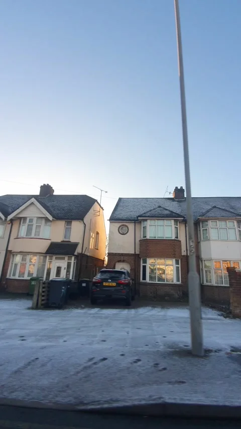 Luton City Street Vertical View During Ice Cold Sunny Day Stock Footage 326096465