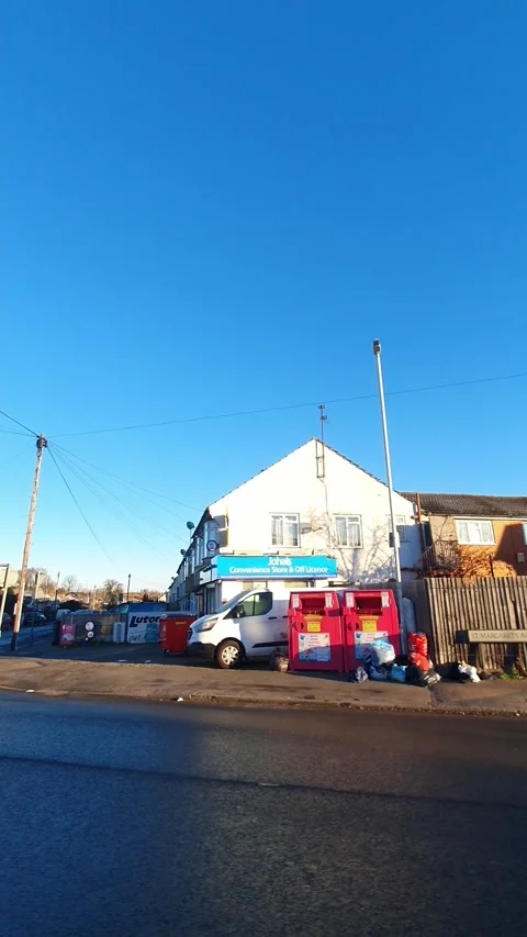 Luton City Street Vertical View During Ice Cold Sunny Day Stock Footage 326096558