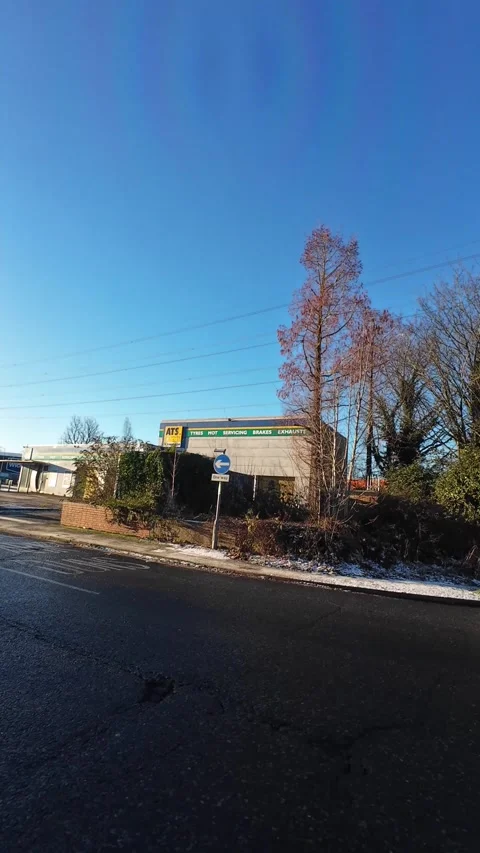 Luton City Street Vertical View During Ice Cold Sunny Day Stock Footage 326097352