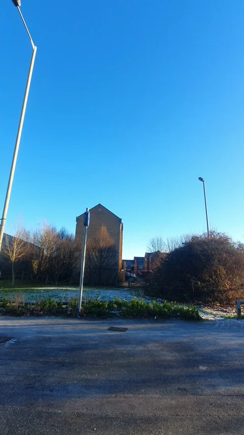 Luton City Street Vertical View During Ice Cold Sunny Day Stock Footage 326097404