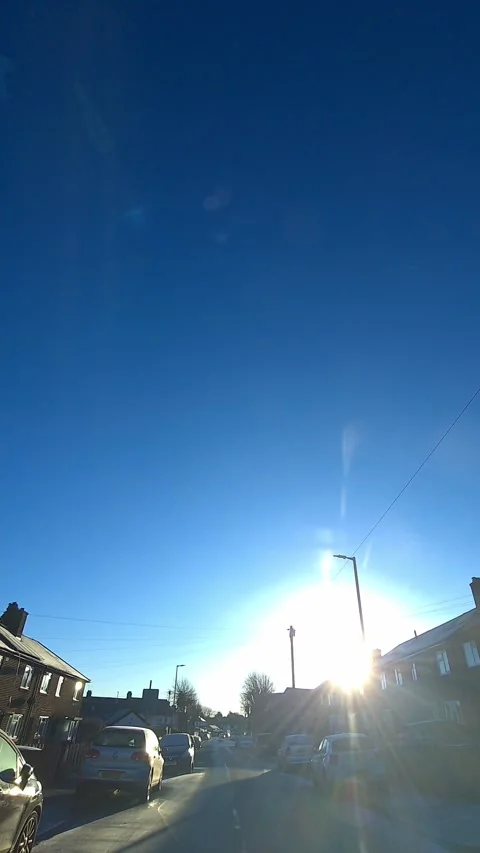 Luton City Street Vertical View During Ice Cold Sunny Day Stock Footage 326097698