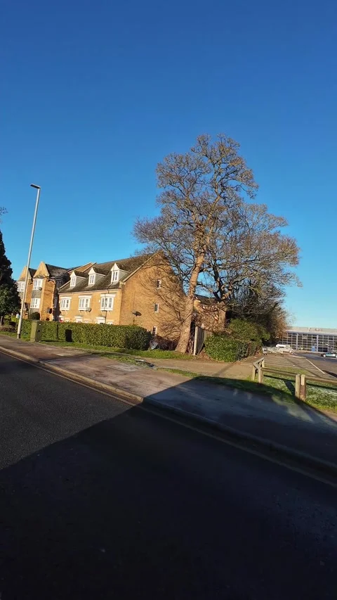 Luton City Street Vertical View During Ice Cold Sunny Day Stock Footage 326098089