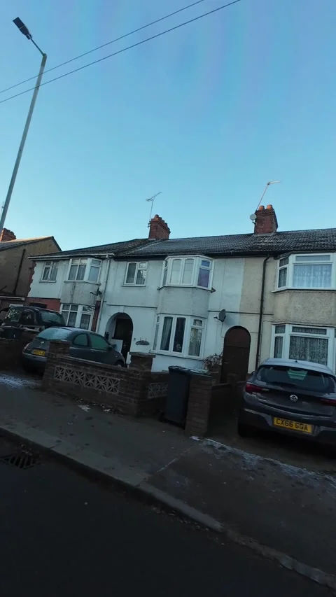 Luton City Street Vertical View During Ice Cold Sunny Day Stock Footage 326098982