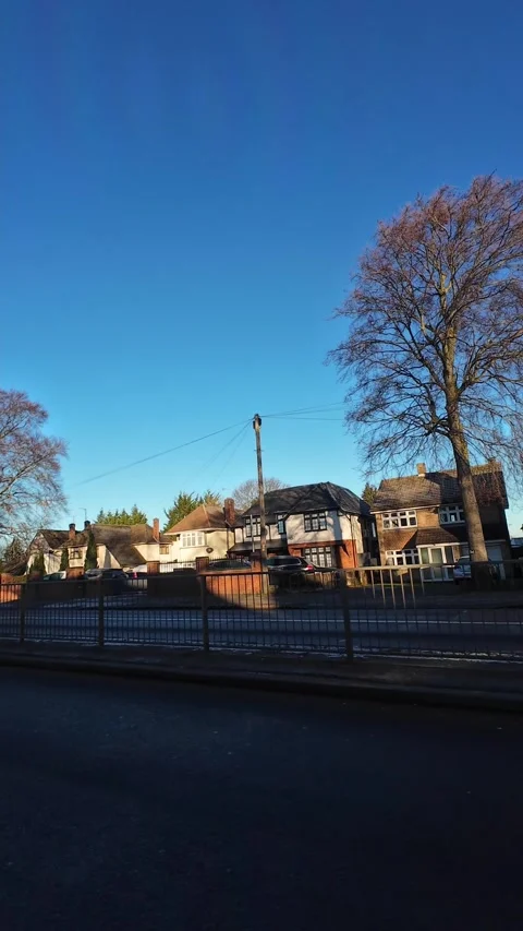 Luton City Street Vertical View During Ice Cold Sunny Day Stock Footage 326100962