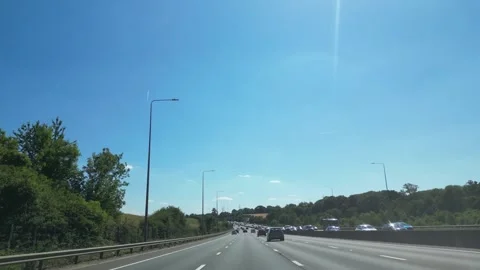 Luton to Oxford Window View of Motorways and Traffic Car Travel Stock Footage 314976236