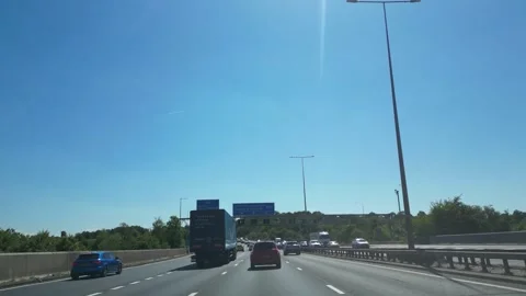 Luton to Oxford Window View of Motorways and Traffic Car Travel Stock Footage 314976768