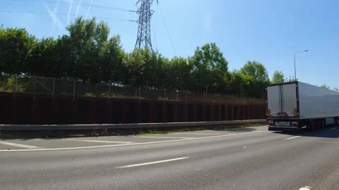 Luton to Reading London Window View of Motorways and Traffic Car Travel Stock Footage 314979239