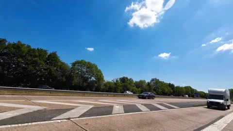 Luton to Reading London Window View of Motorways and Traffic Car Travel Stock Footage 314985178